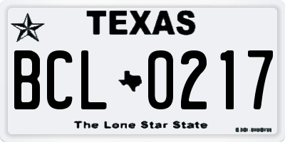 TX license plate BCL0217