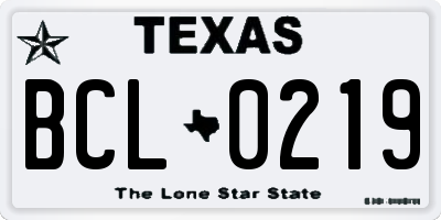 TX license plate BCL0219