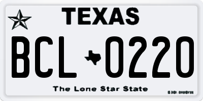 TX license plate BCL0220