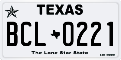 TX license plate BCL0221