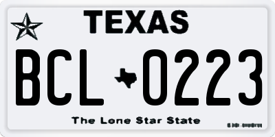TX license plate BCL0223