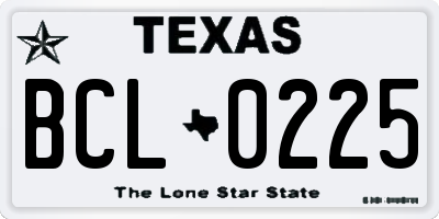 TX license plate BCL0225