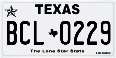 TX license plate BCL0229