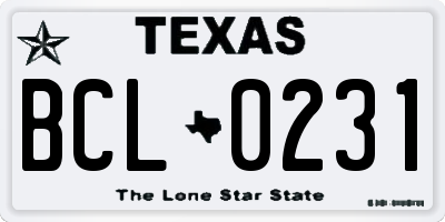 TX license plate BCL0231