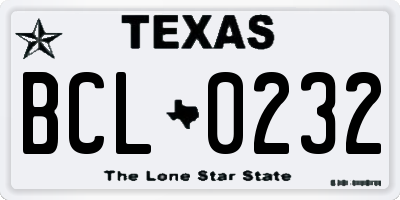 TX license plate BCL0232