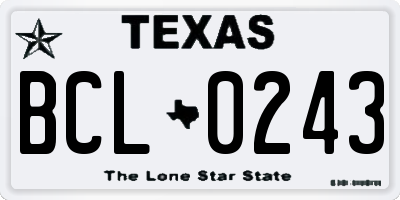TX license plate BCL0243