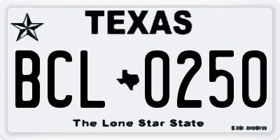 TX license plate BCL0250