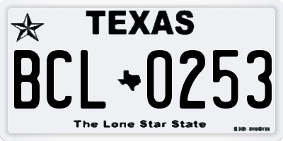 TX license plate BCL0253