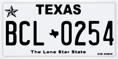 TX license plate BCL0254
