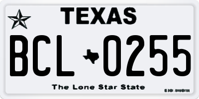 TX license plate BCL0255