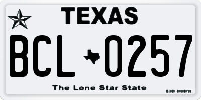 TX license plate BCL0257