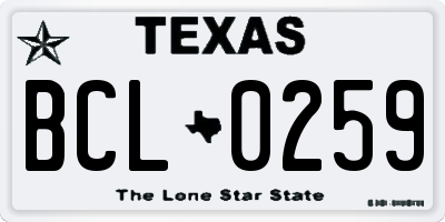 TX license plate BCL0259