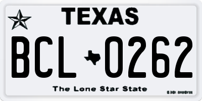 TX license plate BCL0262