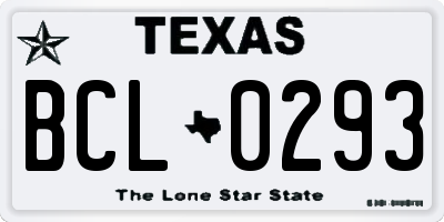 TX license plate BCL0293