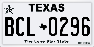 TX license plate BCL0296
