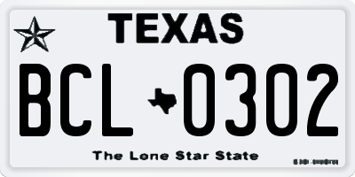 TX license plate BCL0302