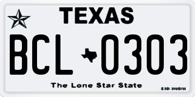 TX license plate BCL0303