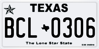 TX license plate BCL0306