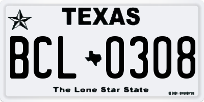 TX license plate BCL0308