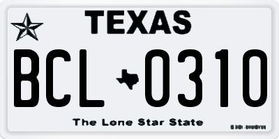 TX license plate BCL0310