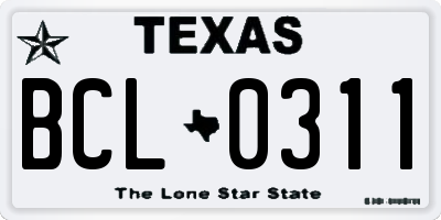 TX license plate BCL0311