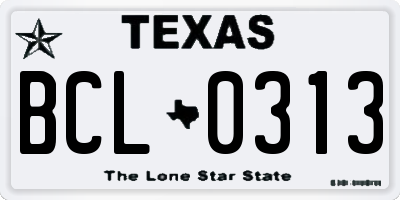 TX license plate BCL0313