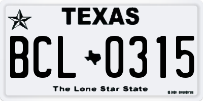 TX license plate BCL0315