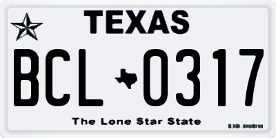 TX license plate BCL0317