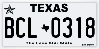 TX license plate BCL0318