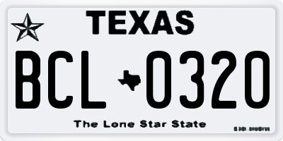 TX license plate BCL0320