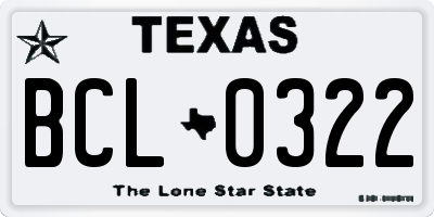 TX license plate BCL0322