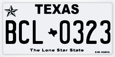 TX license plate BCL0323