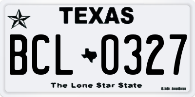 TX license plate BCL0327
