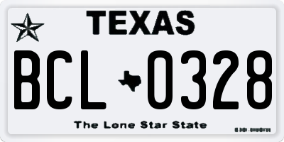 TX license plate BCL0328