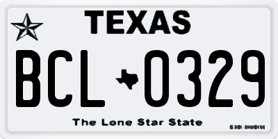 TX license plate BCL0329