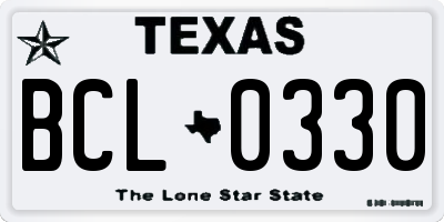 TX license plate BCL0330