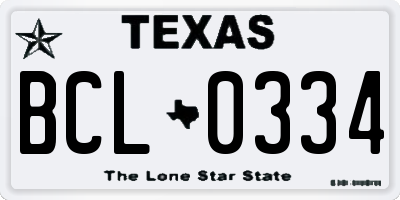 TX license plate BCL0334