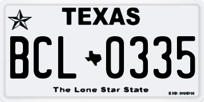 TX license plate BCL0335