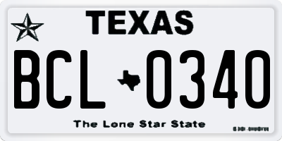TX license plate BCL0340