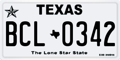TX license plate BCL0342