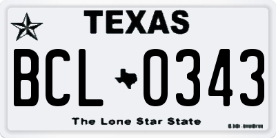 TX license plate BCL0343