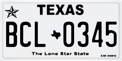 TX license plate BCL0345
