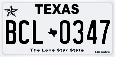 TX license plate BCL0347