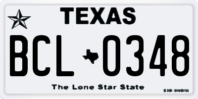 TX license plate BCL0348
