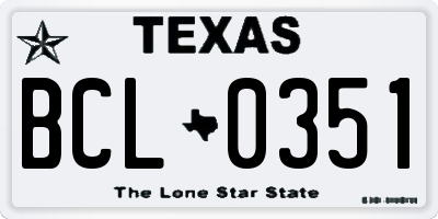 TX license plate BCL0351