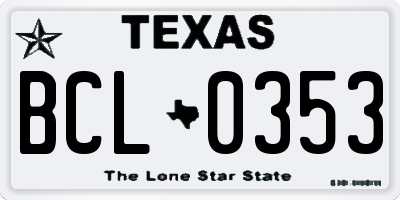 TX license plate BCL0353