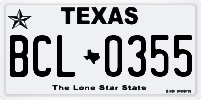 TX license plate BCL0355