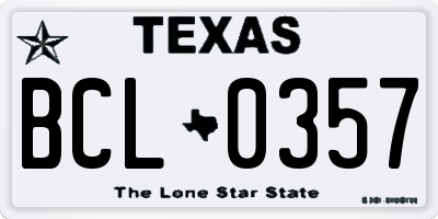 TX license plate BCL0357