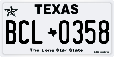 TX license plate BCL0358