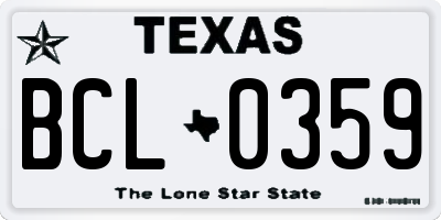 TX license plate BCL0359